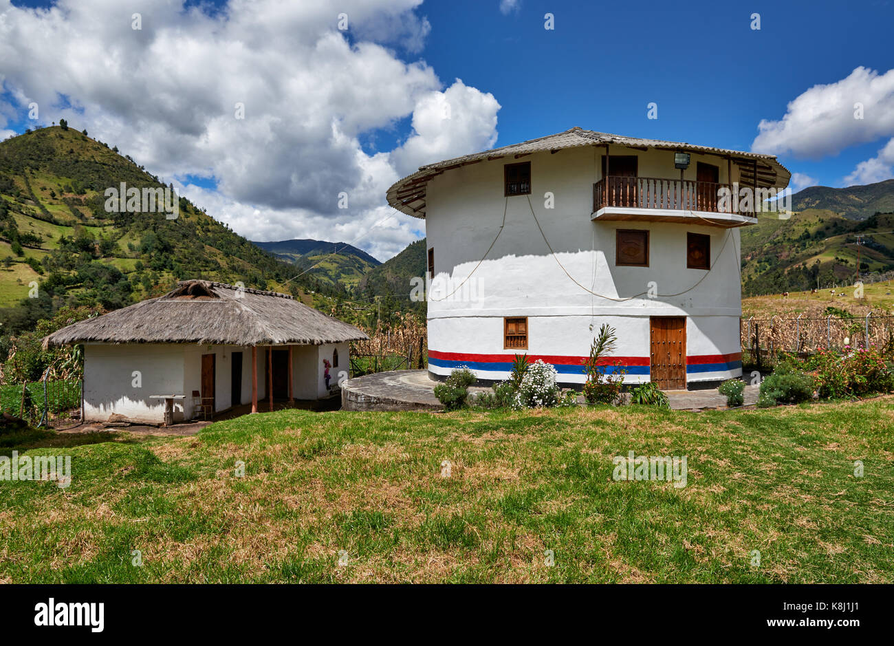Round edificio delle locali popolazioni indigene museum di Silvia, Colombia, Sud America Foto Stock