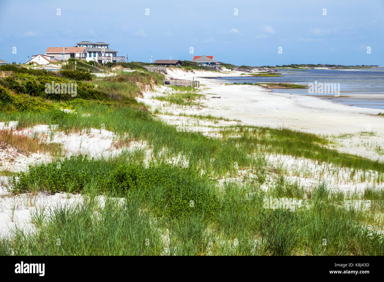 North Carolina,NC,Cedar Island,Outer Banks,spiaggia,sabbia,duna,Pamlico Sound,NC1705180554 Foto Stock