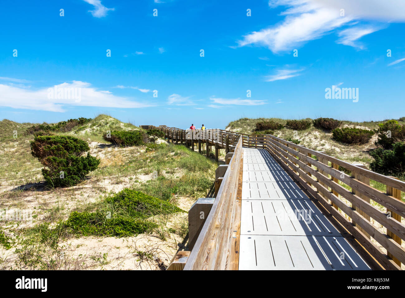 North Carolina, NC, Outer Banks, Ocracoke Island, Cape Hatteras National Seashore, passeggiata sul lungomare, spiaggia, sabbia, dune, NC170518119 Foto Stock