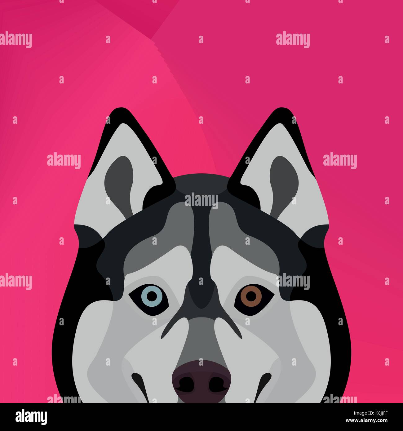 Illustrazione cane husky guardando oltre il muro per un utilizzo creativo in graphic design Illustrazione Vettoriale