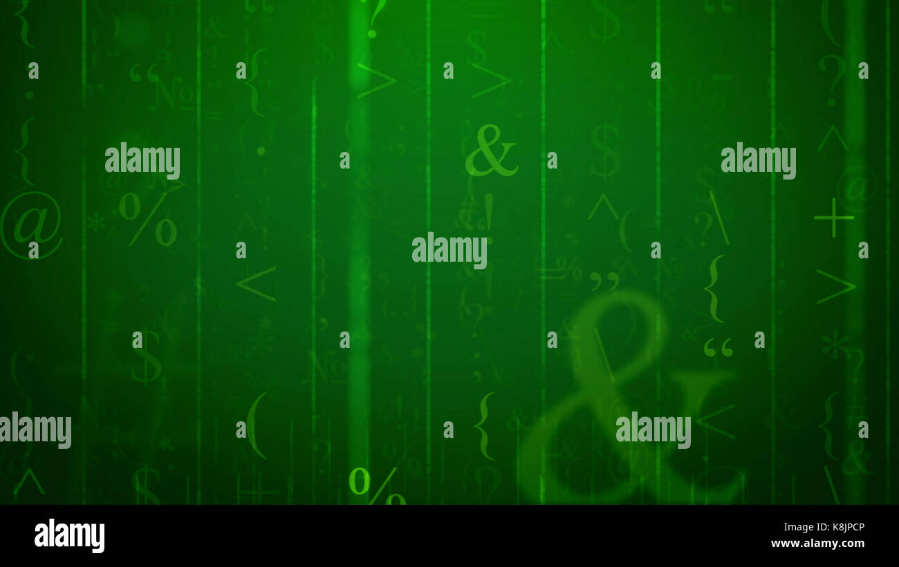 3D rendering di una lettera elettronica con al-sign ampersand segno, rotondo, ricci e staffe ad angolo , alcune cifre, due punti, punto e virgola, quillemets, quot Foto Stock