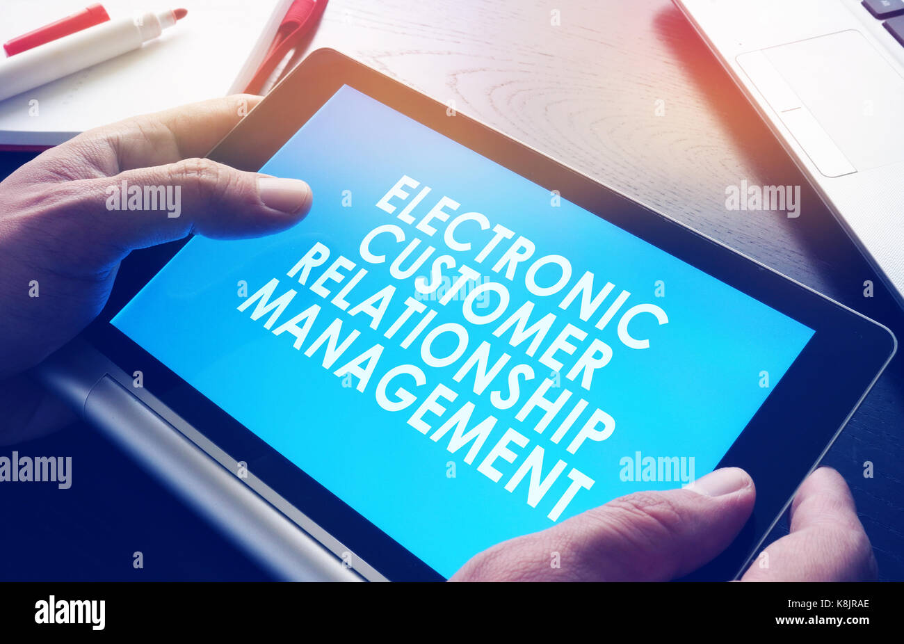 Ecrm elettronico di customer relationship management. Foto Stock