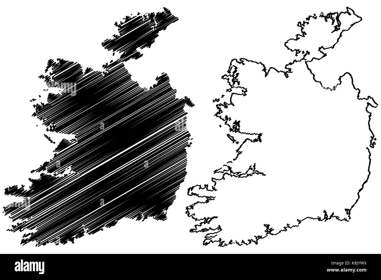 Irlanda mappa illustrazione vettoriale, scribble schizzo Repubblica di Irlanda mappa Illustrazione Vettoriale