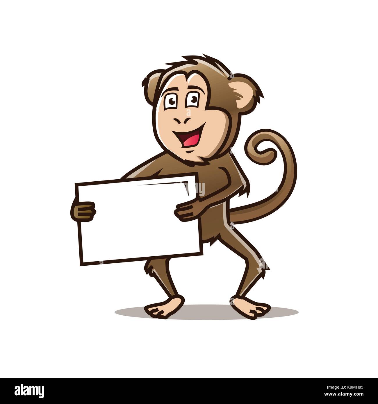 Monkey detiene illustrazione scheda, illustrazione design, isolati su sfondo bianco. Illustrazione Vettoriale