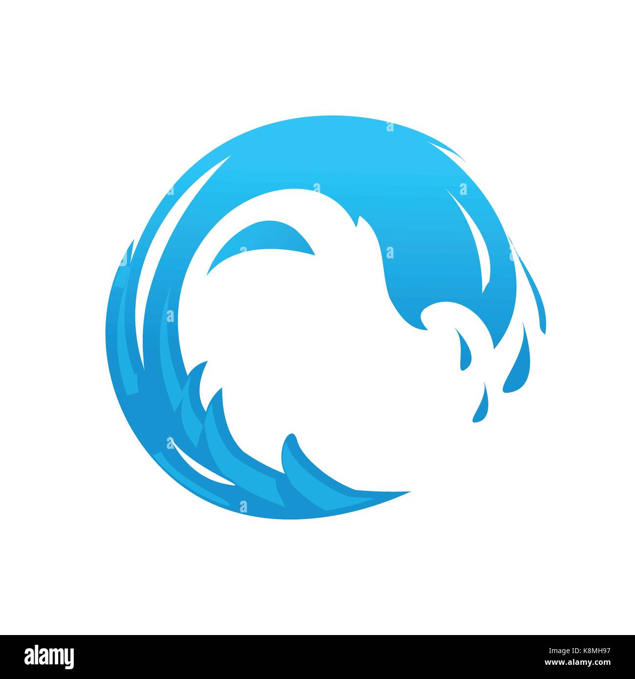Onda circolare Illustrazione illustrazione dell'onda, icona design, isolati su sfondo bianco. Illustrazione Vettoriale