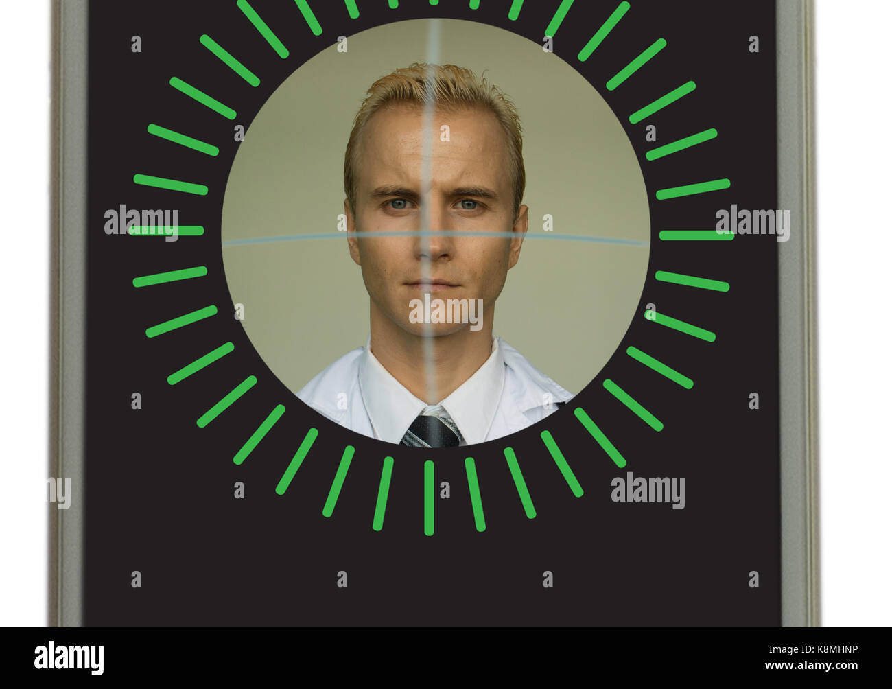Mobili con il riconoscimento facciale è abilitato dalla vera profondità o profonda e la fotocamera è semplice da impostare e analizza con molti punti per creare una precisa profondità Foto Stock