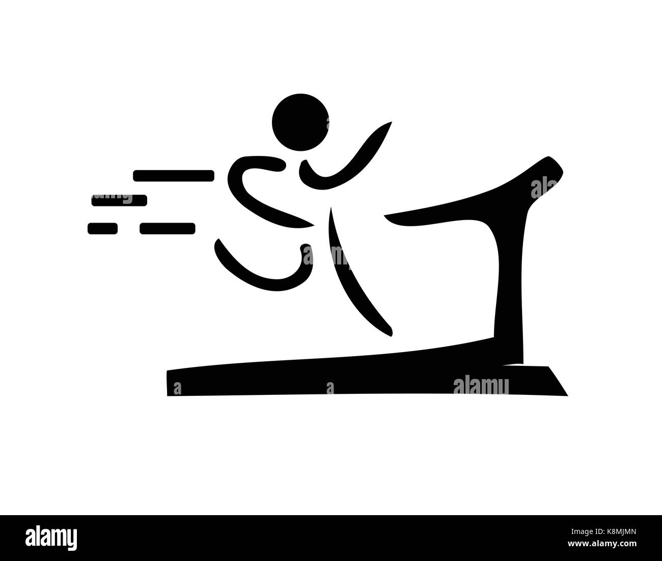 Persona in esecuzione sul tapis roulant illustrazione, icona design, isolati su sfondo bianco. Illustrazione Vettoriale