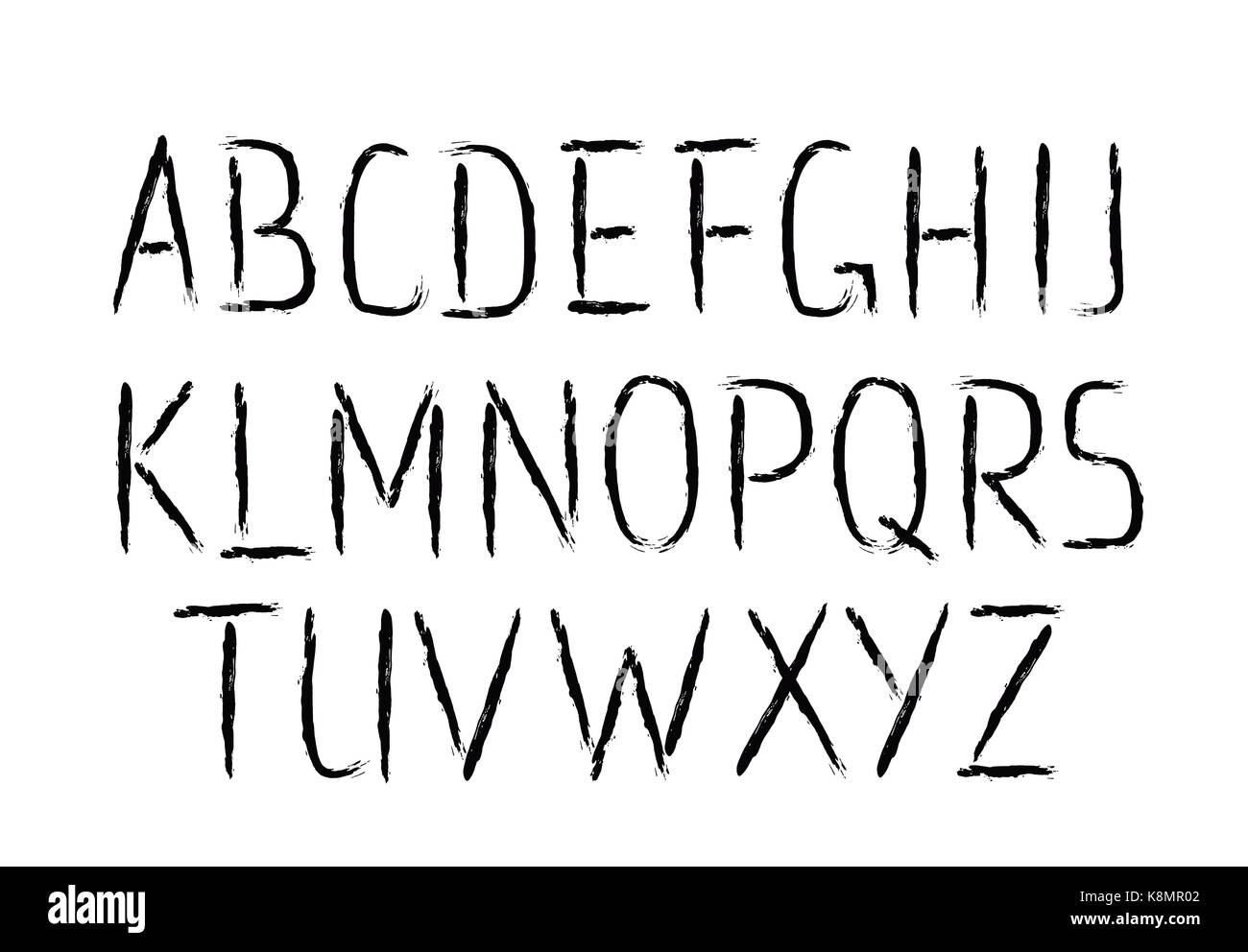 Spazzola sottile font lettere Illustrazione Vettoriale
