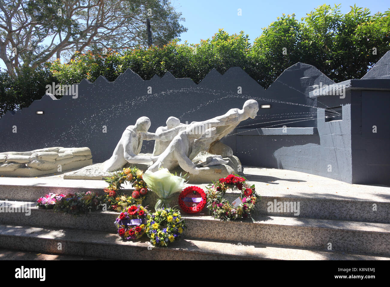 Paddy bugden vc memorial, alstonville, NSW, Australia in occasione del centesimo anniversario della sua morte nella battaglia di legno del poligono, Belgio Foto Stock