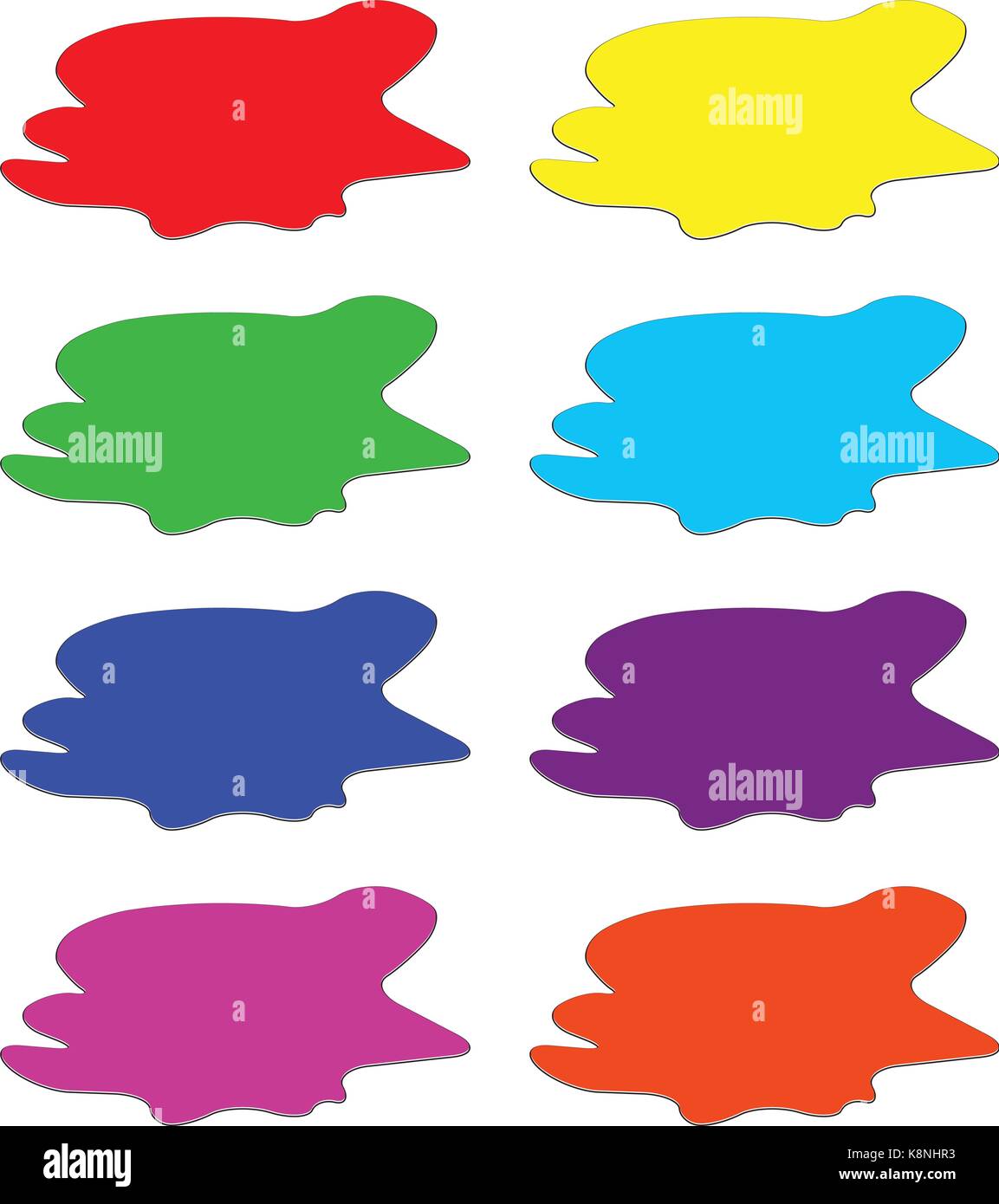 Pozza di vernice, drop, Blot, macchia plash. illustrazione vettoriale isolati su sfondo bianco. Illustrazione Vettoriale