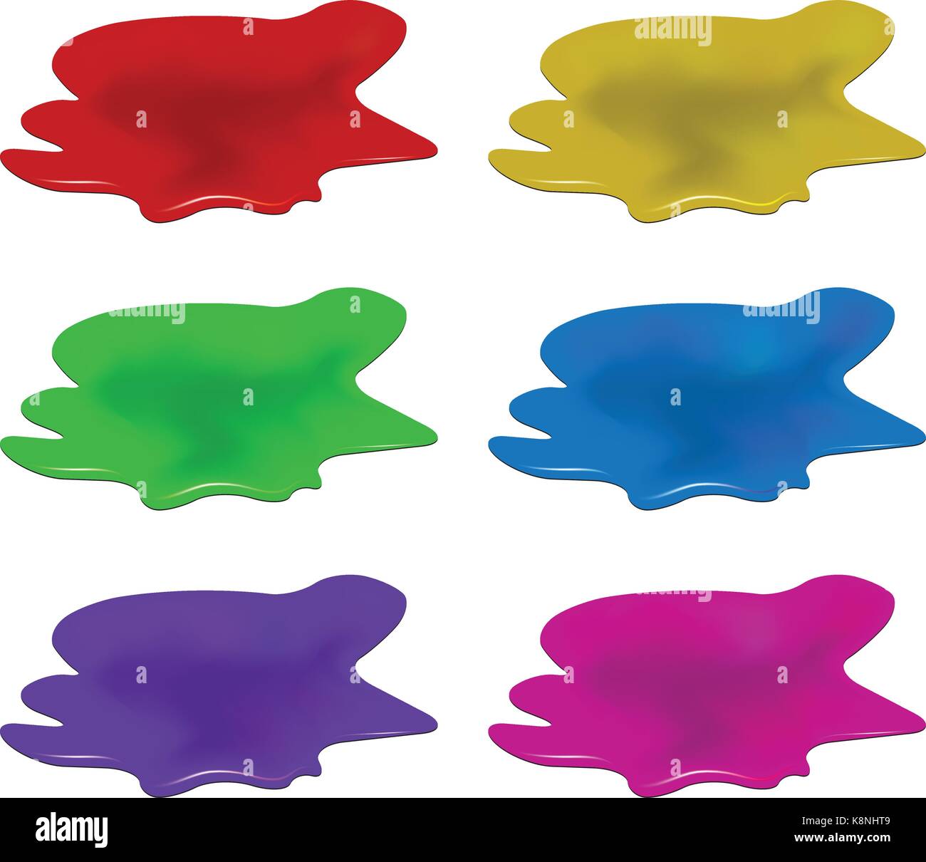 Pozza di vernice, drop, Blot, macchia plash. illustrazione vettoriale isolati su sfondo bianco. Illustrazione Vettoriale