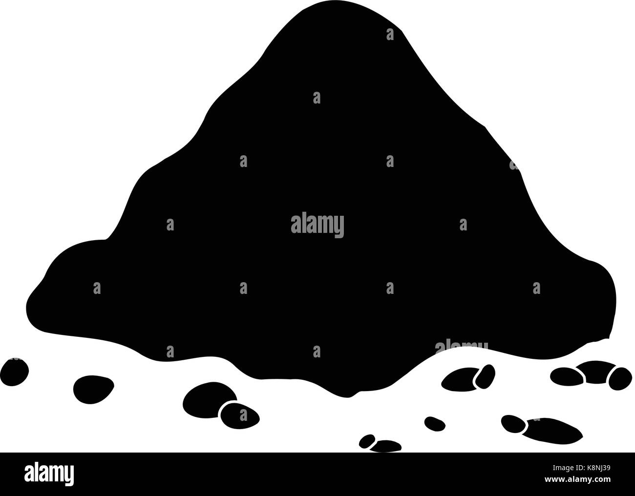 Pila di massa, mucchio di suolo - vettore illustrazione silhouette isolati su sfondo bianco. Illustrazione Vettoriale