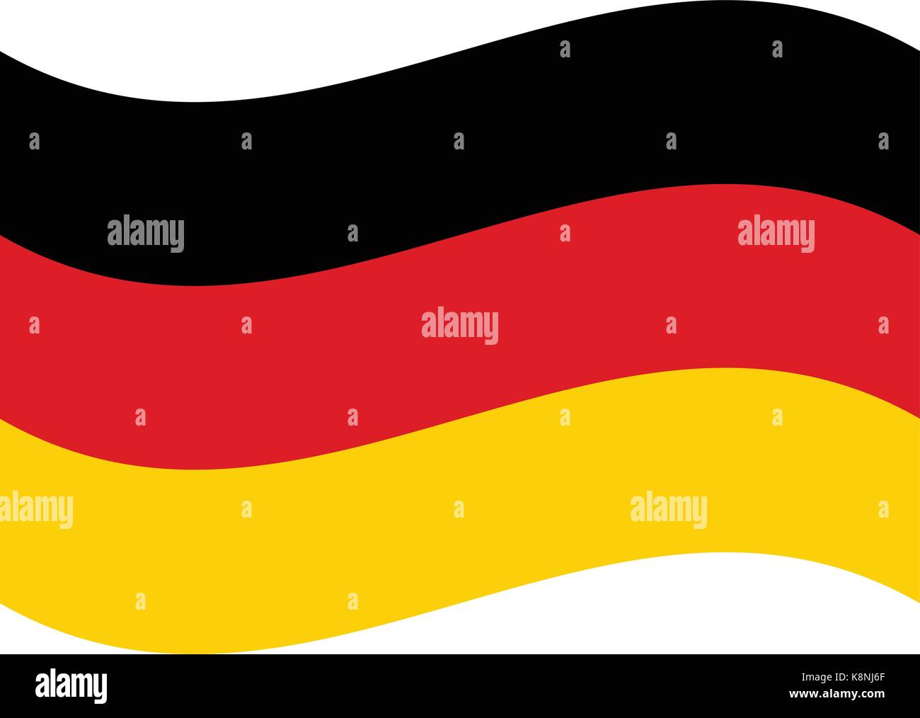 In Germania il vettore di bandiera icona simbolo di design. Bandiera tedesca Illustrazione a colori isolati su sfondo bianco. Illustrazione Vettoriale