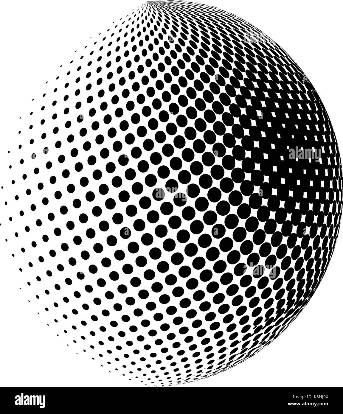 Globo di mezzitoni, sfera vettore simbolo del logo, icona, design. astratta globo punteggiata illustrazione isolati su sfondo bianco.; Illustrazione Vettoriale