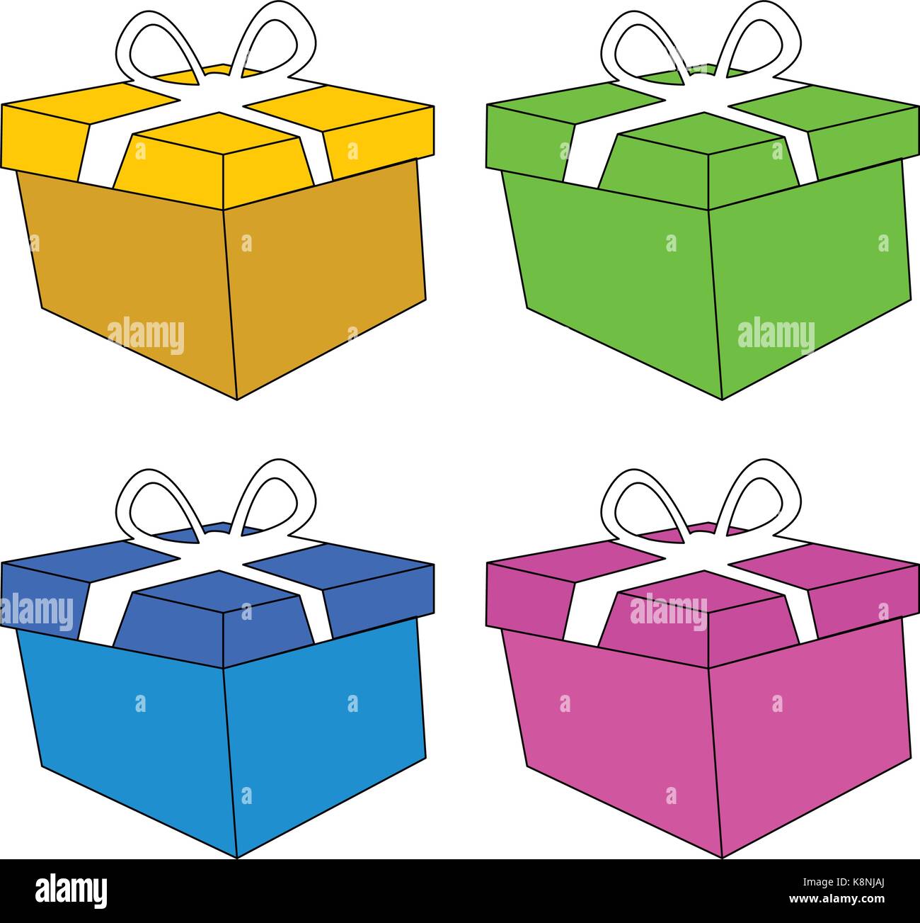 Casella di natale, dono icona impostare, simbolo, design. illustrazione vettoriale isolati su sfondo bianco. Illustrazione Vettoriale