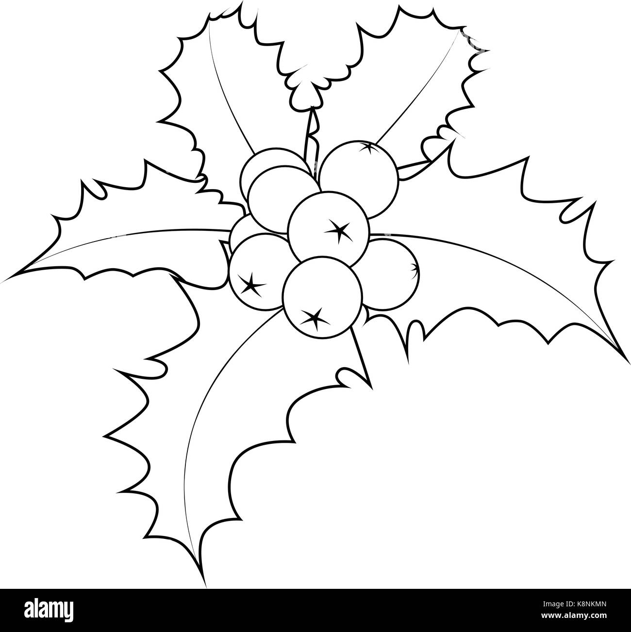 Holly berry silhouette, Natale foglie e frutti icona, simbolo, design. Inverno illustrazione vettoriale isolati su sfondo bianco. Illustrazione Vettoriale