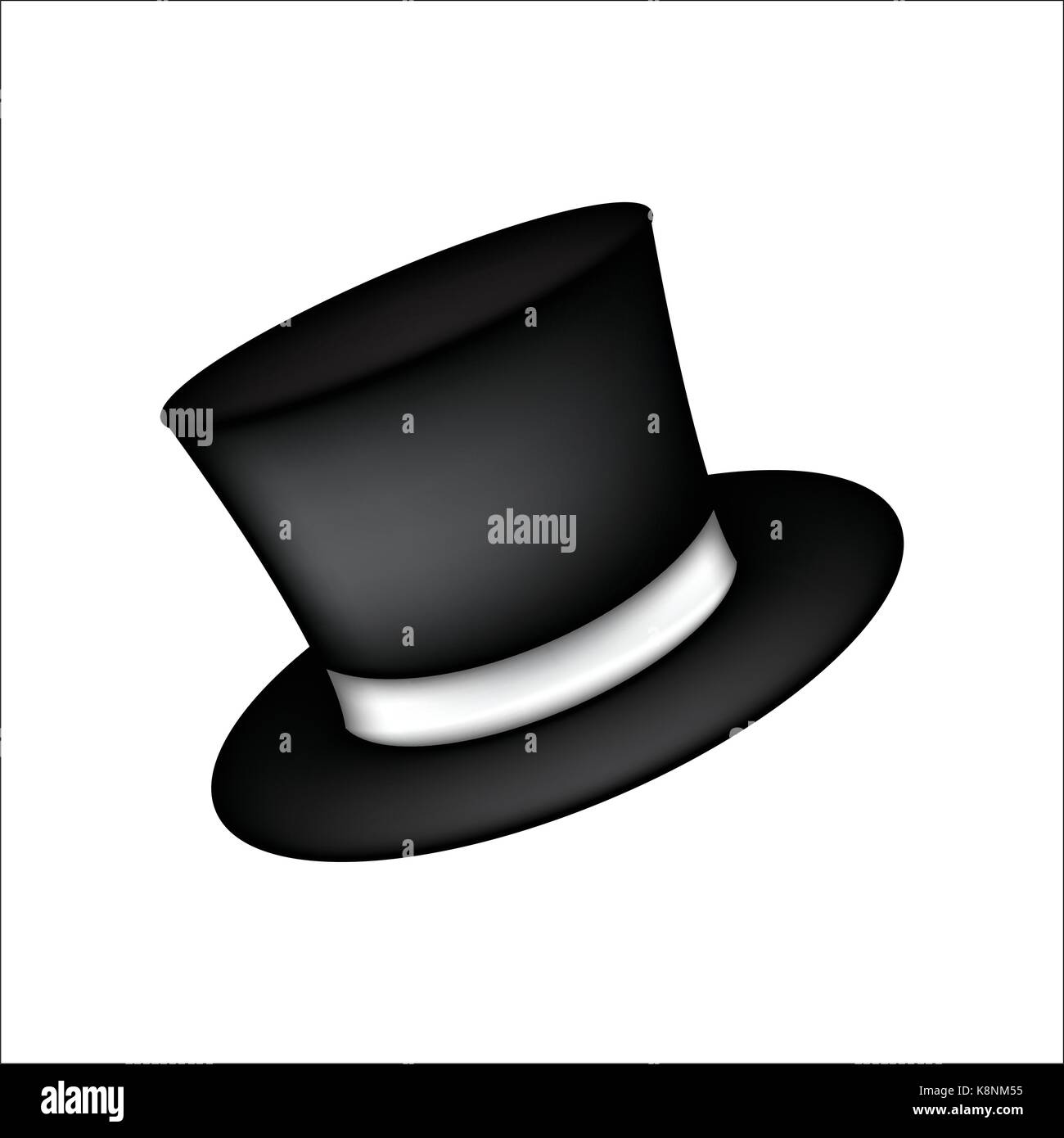 Magic hat, gentleman hat il cilindro con l'icona a forma di nastro, simbolo, design. illustrazione vettoriale isolati su sfondo bianco. Illustrazione Vettoriale