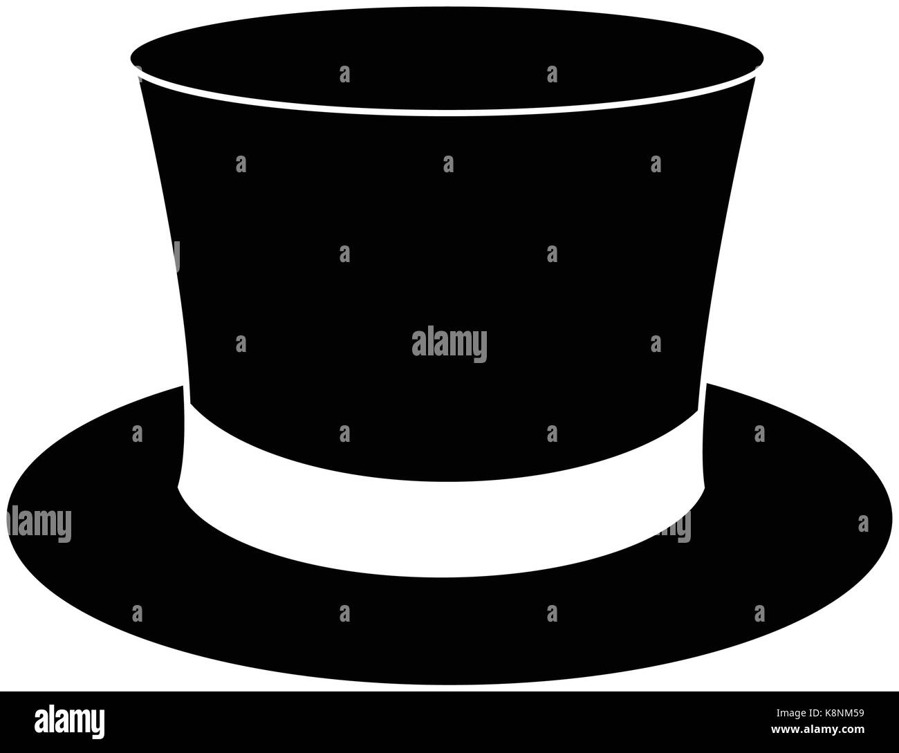 Magic hat, gentleman hat il cilindro con l'icona a forma di nastro, simbolo, design. illustrazione vettoriale isolati su sfondo bianco. Illustrazione Vettoriale