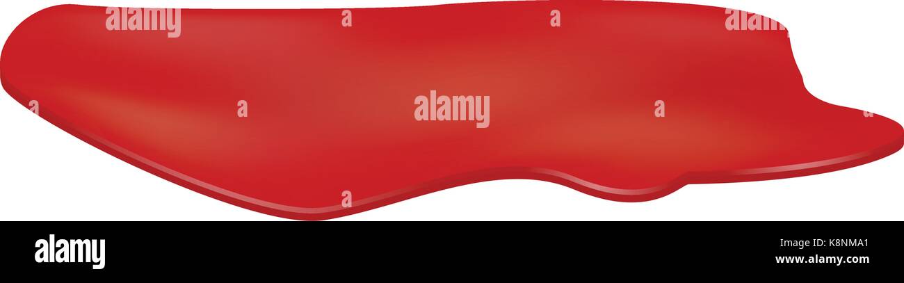 Pozza di sangue, luogo di omicidio, drop, Blot, macchia, rosso plash od il sangue. Illustrazione di vettore isolato su sfondo bianco. Illustrazione Vettoriale