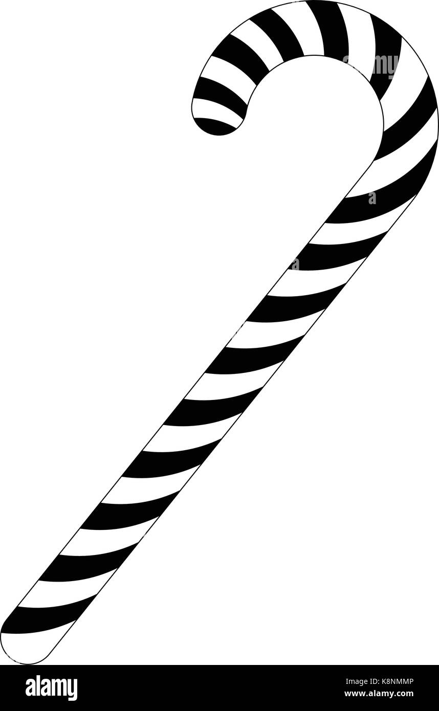 Candy Cane striped silhouette per Natale . Illustrazione di vettore isolato su uno sfondo bianco. Illustrazione Vettoriale