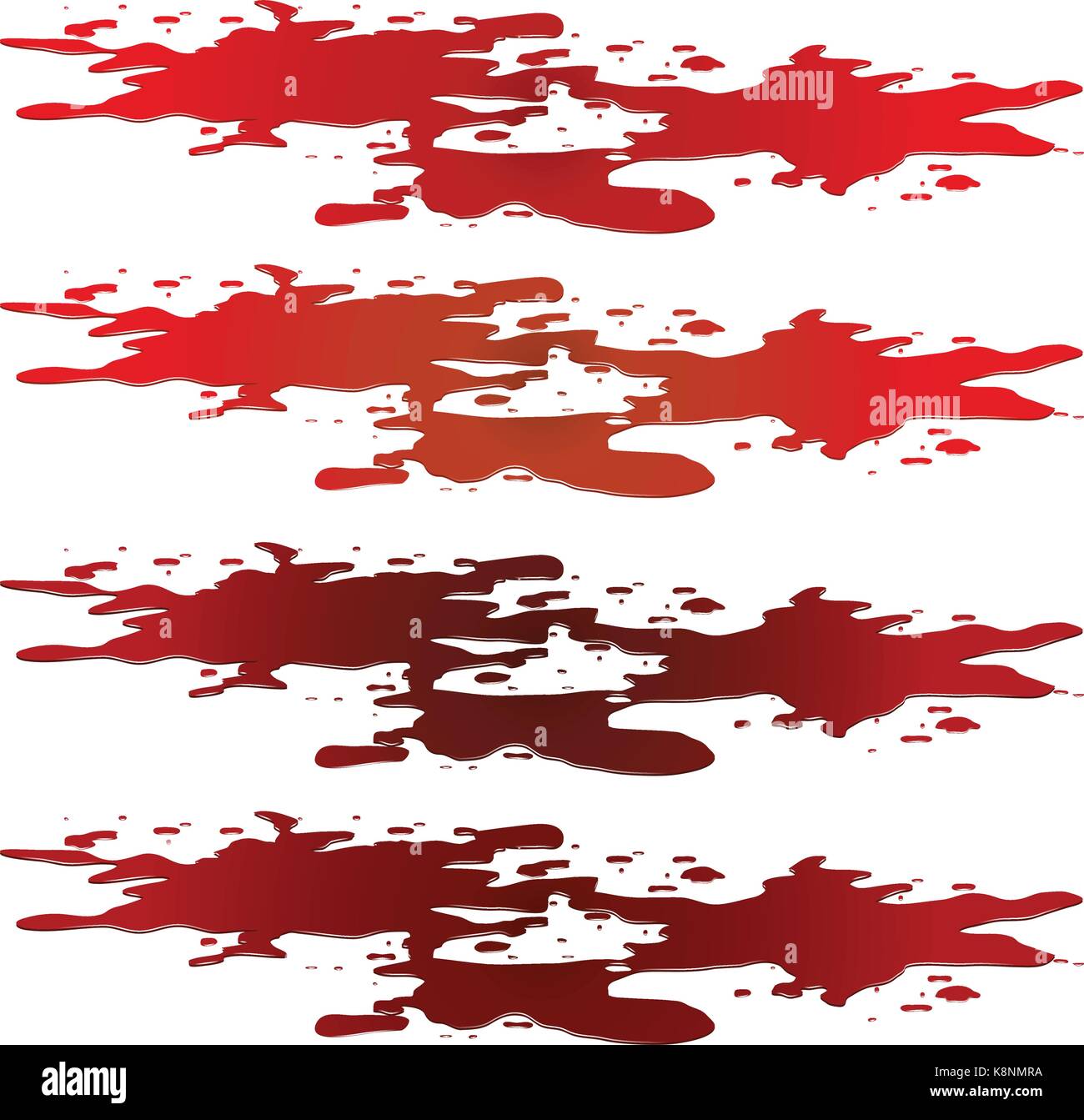 Pozza di sangue, rosso drop, Blot, macchia plash od il sangue. Illustrazione di vettore isolato su sfondo bianco. Illustrazione Vettoriale
