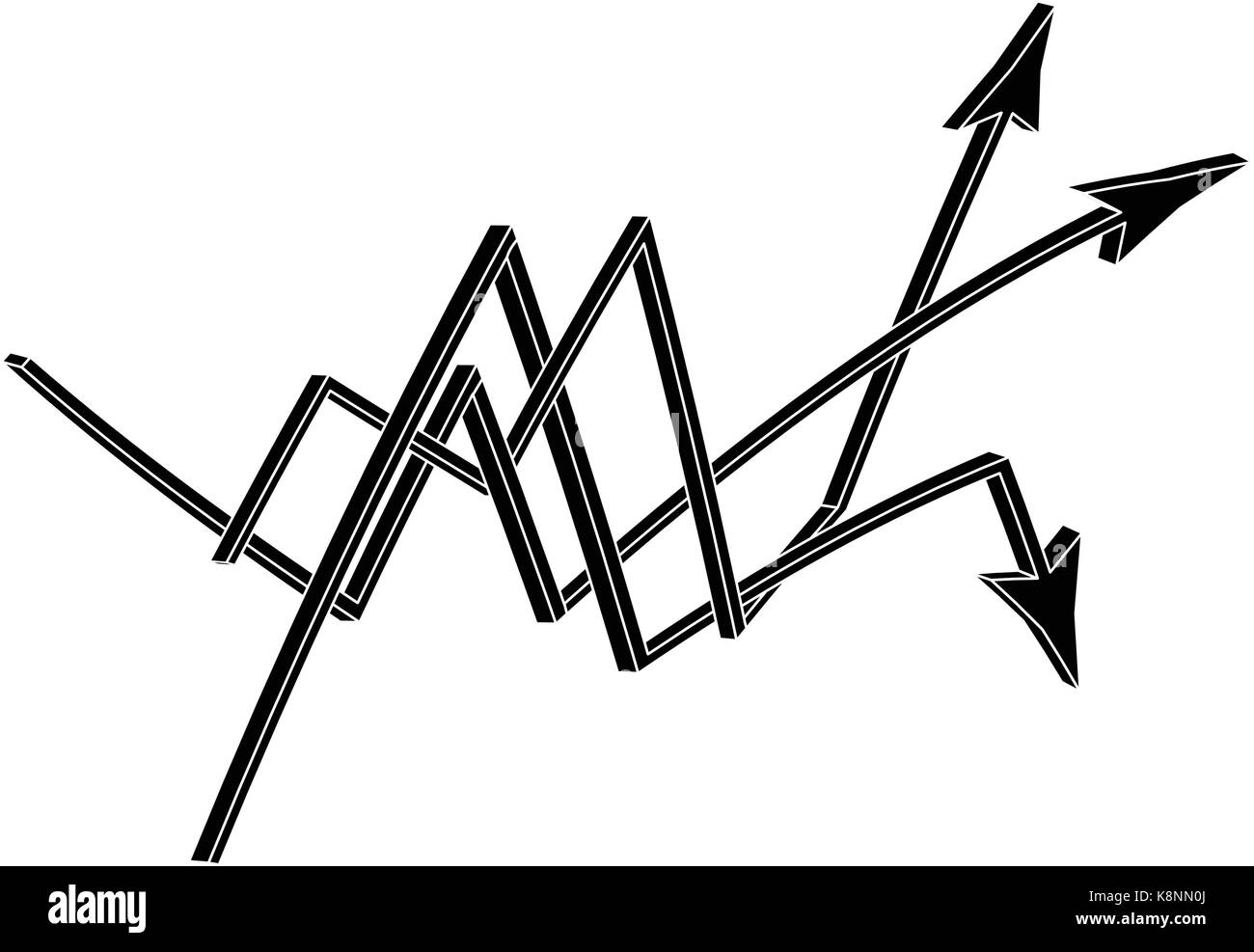 Intersecando le frecce direzionali. attraversato 3d icona del concetto di business. Illustrazione di vettore isolato su sfondo bianco. Illustrazione Vettoriale