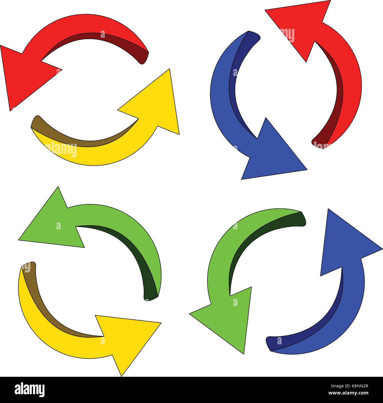 Simbolo freccia, colorato icona ciclo clipart concetto aziendale. Illustrazione di vettore isolato su sfondo bianco. Illustrazione Vettoriale