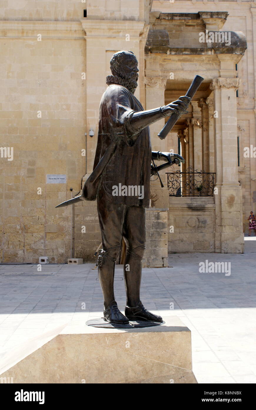 Statua in bronzo del Gran Maestro Jean Parisot de la Valette, Valletta, Malta Foto Stock