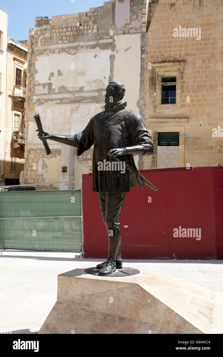 Statua in bronzo del Gran Maestro Jean Parisot de la Valette, Valletta, Malta Foto Stock