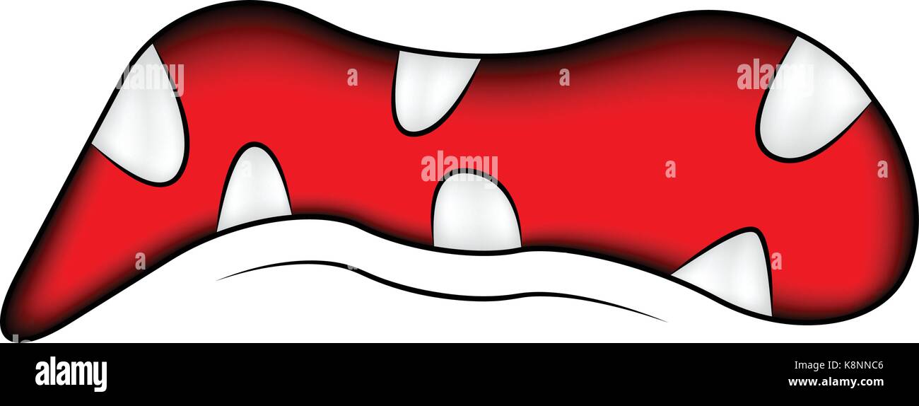 Cartoon sorriso, la bocca, le labbra con denti. vettore illustrazione mesh isolati su sfondo bianco Illustrazione Vettoriale