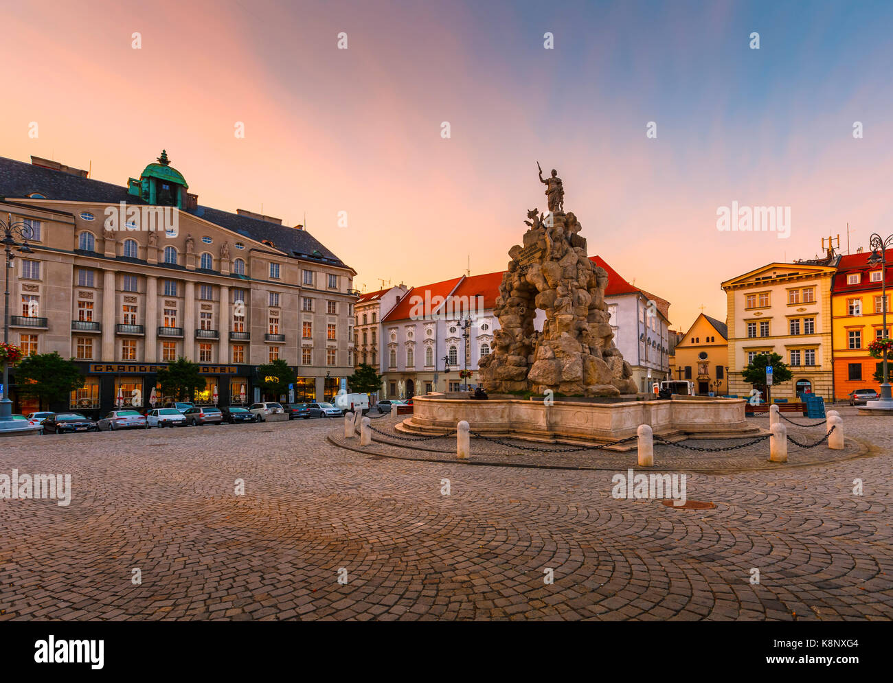 Cavolo piazza del mercato nella città vecchia di Brno, Repubblica Ceca. Foto Stock