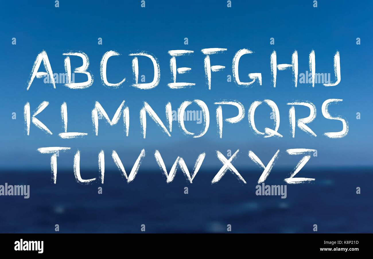 Spazzola in grassetto dei font lettere sullo sfondo del mare Illustrazione Vettoriale