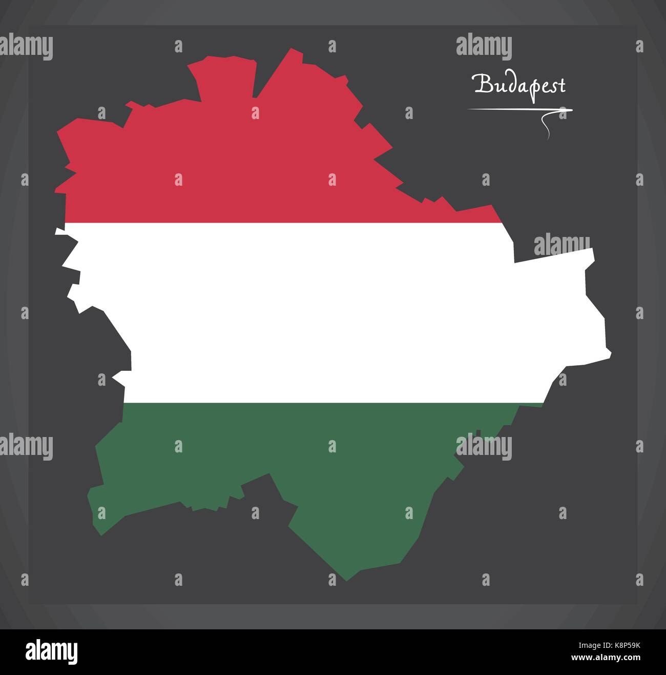 Mappa Budapest di Ungheria con la nazionale ungherese di bandiera illustrazione Illustrazione Vettoriale