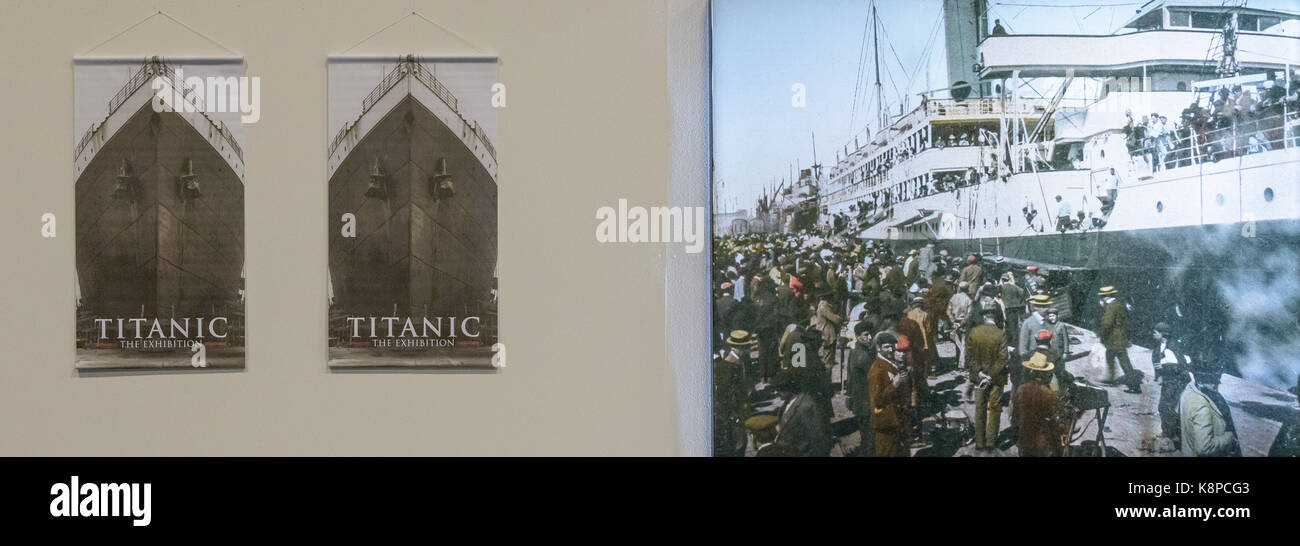 Malmö, Svezia. Xx Settembre, 2017. mostra itinerante circa il disastro del Titanic apertura a malmömässan. poster e foto. tommy lindholm/alamy live news Foto Stock