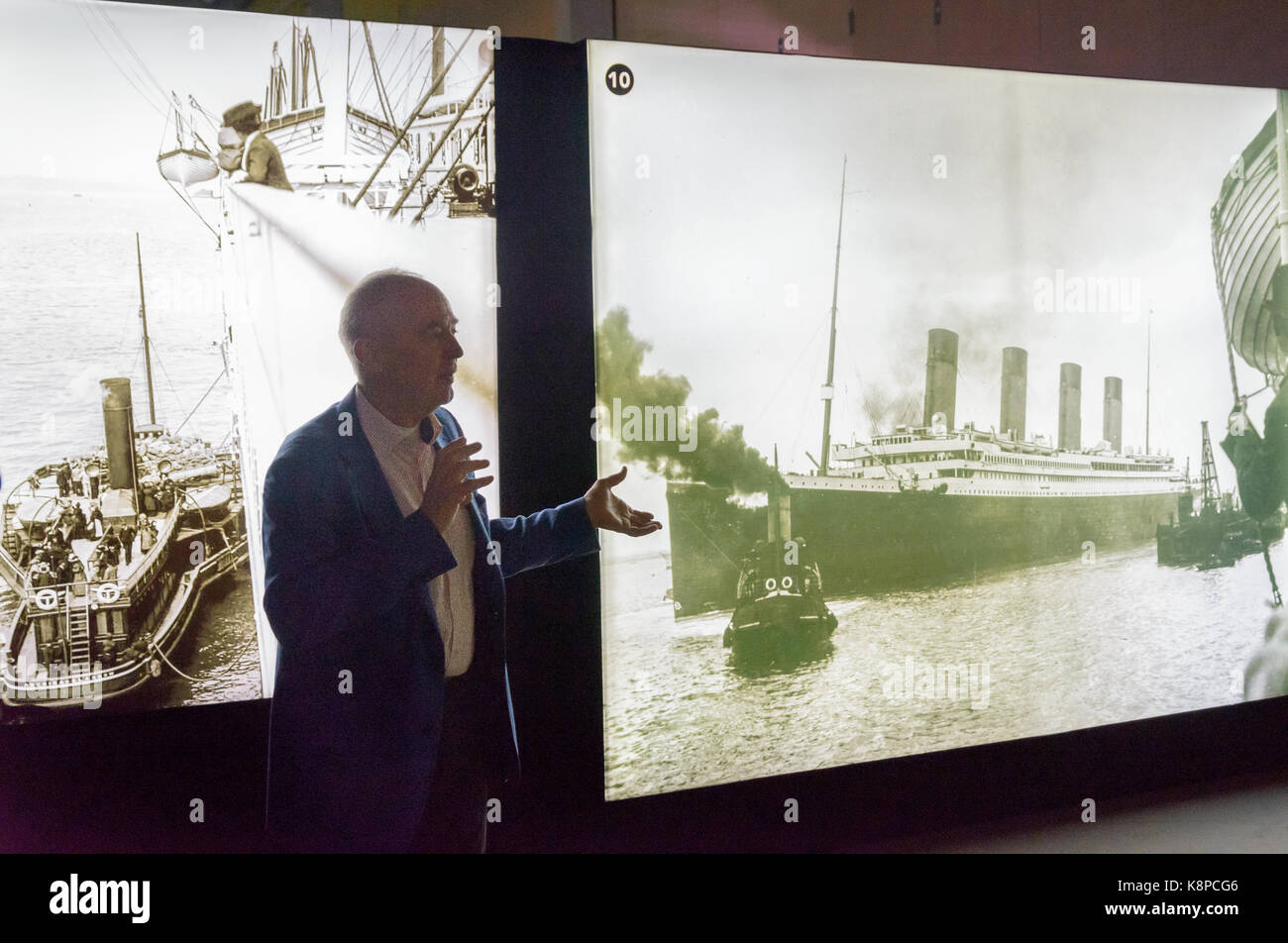 Malmö, Svezia. Xx Settembre, 2017. mostra itinerante circa il disastro del Titanic apertura a malmömässan. storico ed esperto di titanic claes-göran wetterholm. tommy lindholm/alamy live news Foto Stock