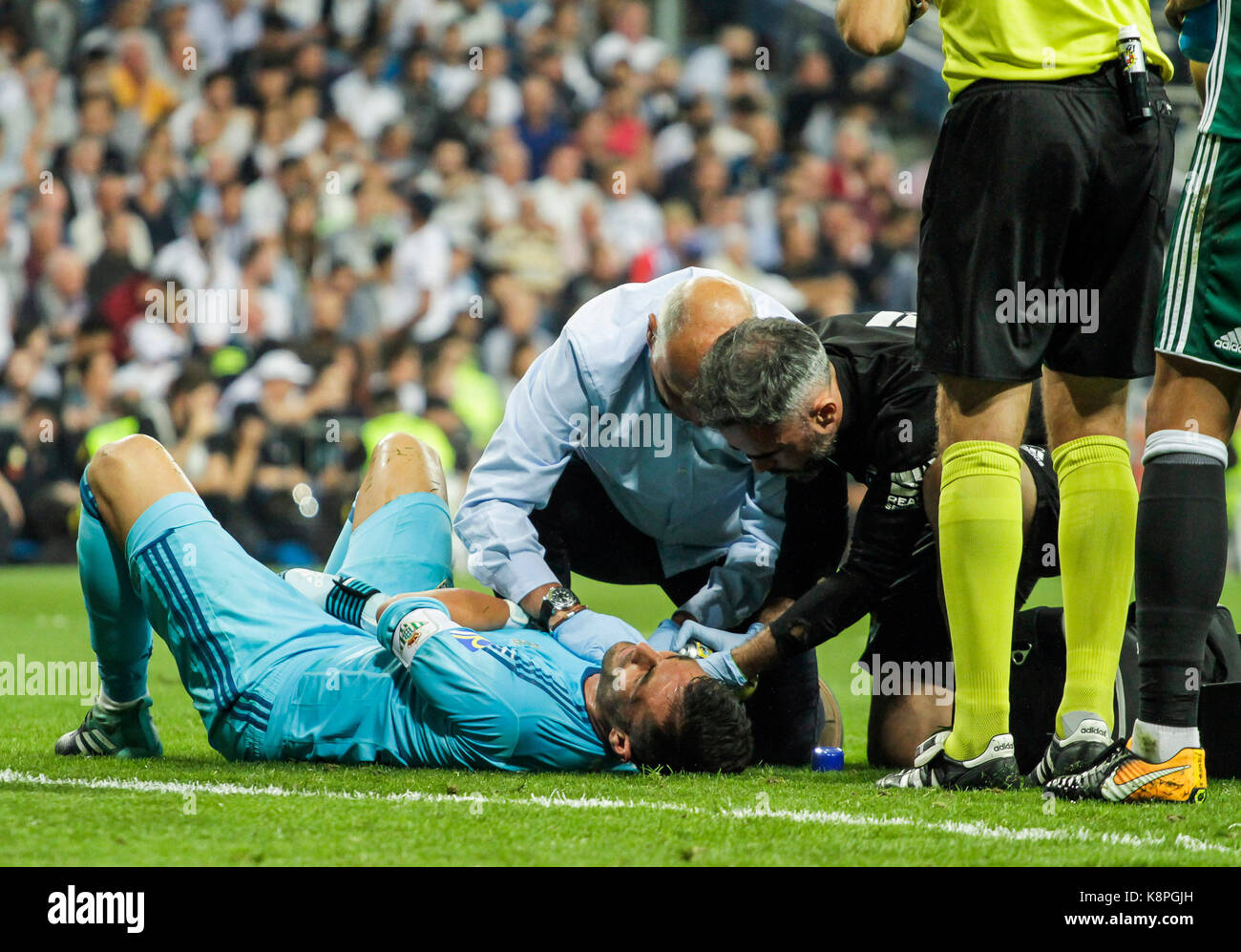 Madrid, Spagna. Xx Settembre, 2017. betis il portiere adan durante la liga santander match tra il real madrid e il Betis al Santiago Bernabeu Stadium in Madrid, mercoledì, sep. Xx 2017. Credito: afp7/alamy live news Foto Stock