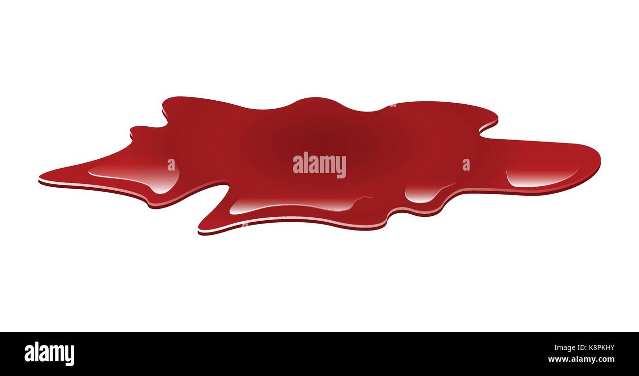 Pozza di sangue illustrazione vettoriale. Drop, Blot, macchia, rosso plash od il sangue. Immagine isolata su sfondo bianco. Illustrazione Vettoriale