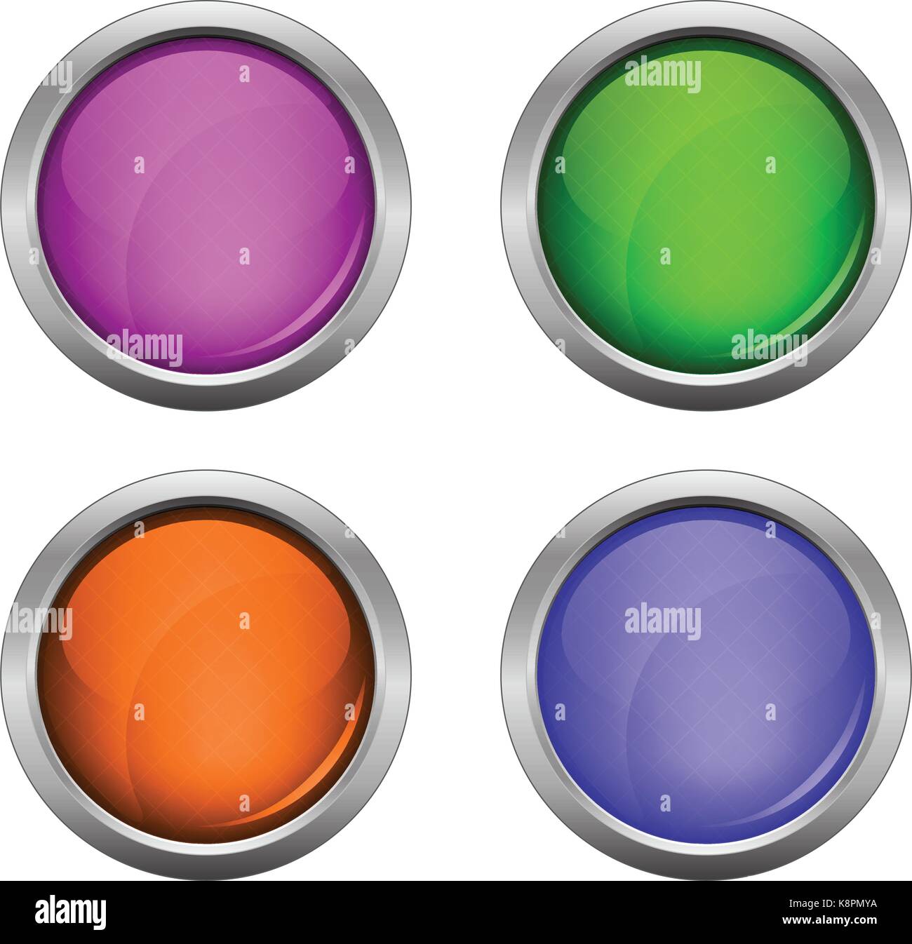 Set di isolato di vettore lucido pulsanti web. Belli i pulsanti di internet. Vuoto su sfondo bianco. Illustrazione Vettoriale