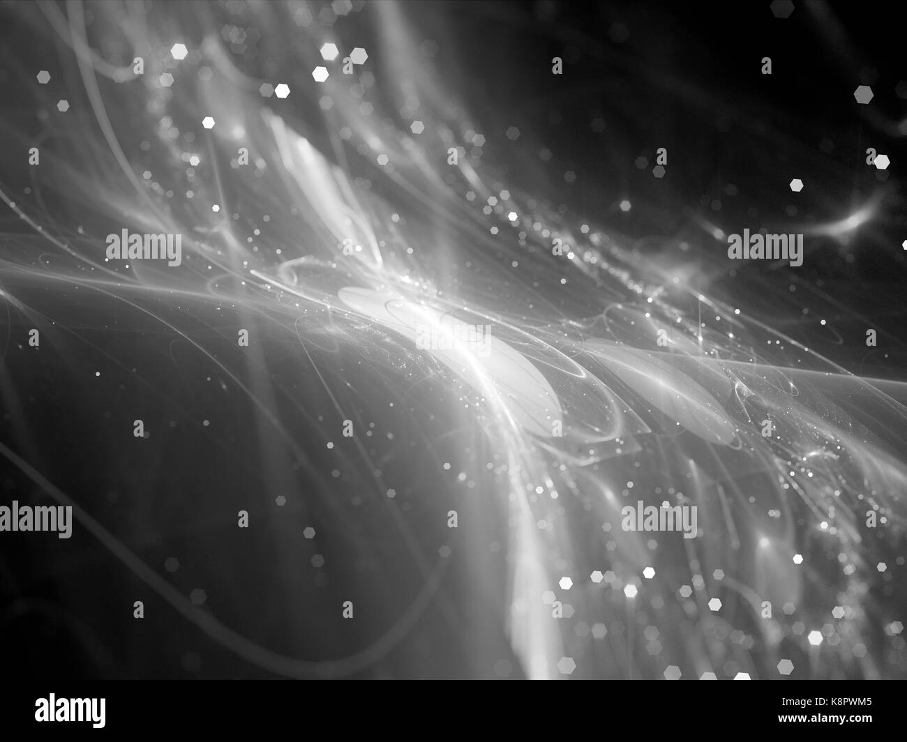 Incandescente nuovo flusso di tecnologia nello spazio texture, generato dal computer sfondo astratto, rendering 3D Foto Stock