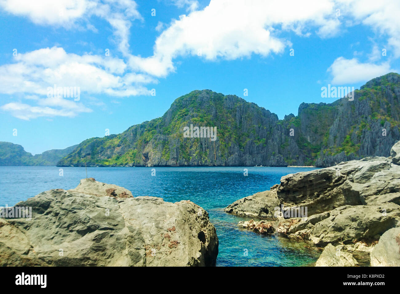 Bella vista sulla dall'isola di Shimizu, el nido, palawan (l'ultima frontiera), mimaropa, Filippine, Sud-est asiatico Foto Stock