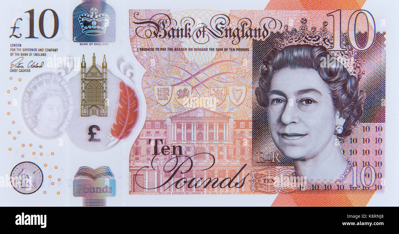 New british 10 pound nota Foto Stock
