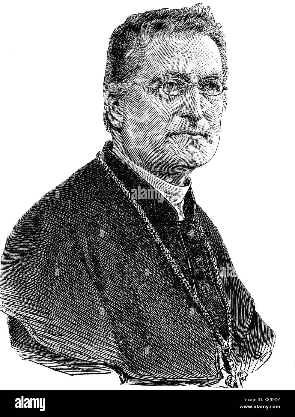 Johannes Christian Roos, 1826 - 1896, un tedesco cattolico romano ecclesiastico. Egli fu Vescovo di Limburg, Germania, digitale Riproduzione migliorata di una xilografia, pubblicata nel XIX secolo Foto Stock