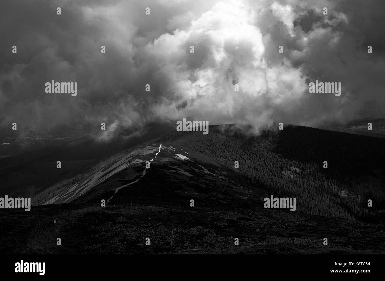 Percorso verso la vetta più alta della Repubblica ceca, il sněžka mountain Foto Stock