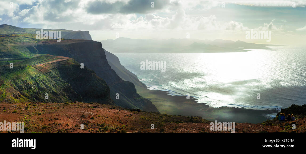 Impressionante paesaggio vulcanico,mirador del rio,lanzarote isole canarie,,Spagna. Foto Stock
