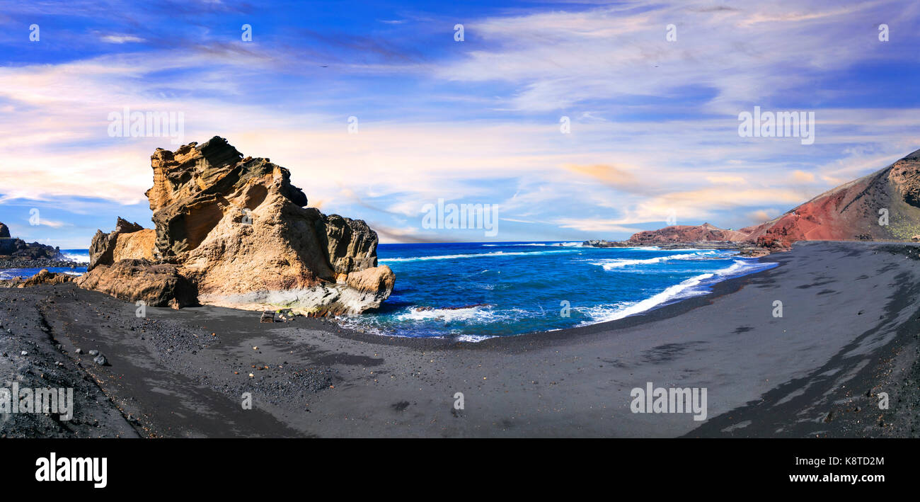Impressionante paesaggio vulcanico dell'isola di Lanzarote,canary,Spagna. Foto Stock