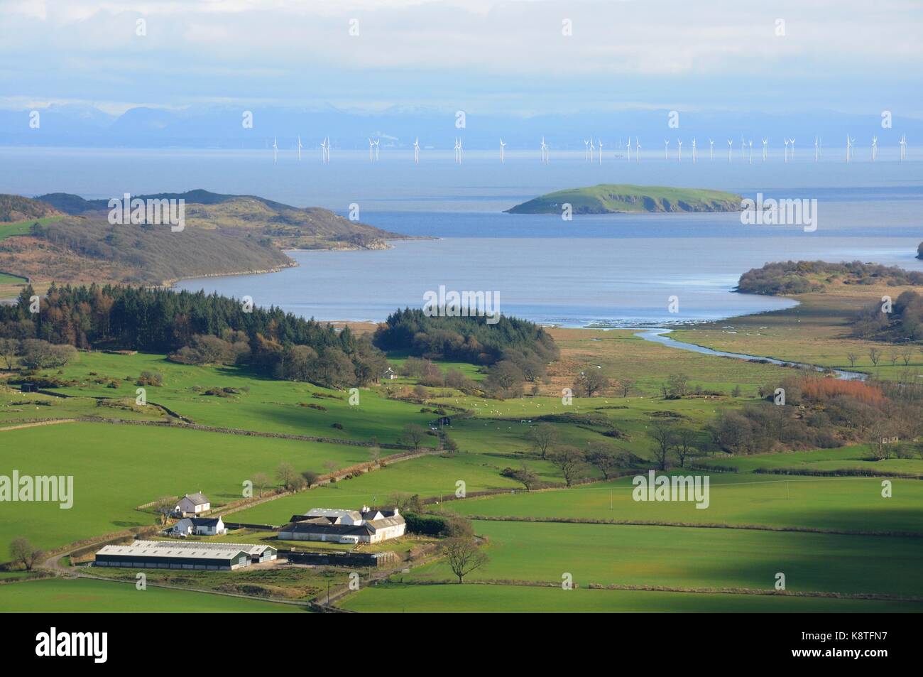 Isola hestan, Robin Rigg Cumbria e costa dal lato scozzese del solway Foto Stock