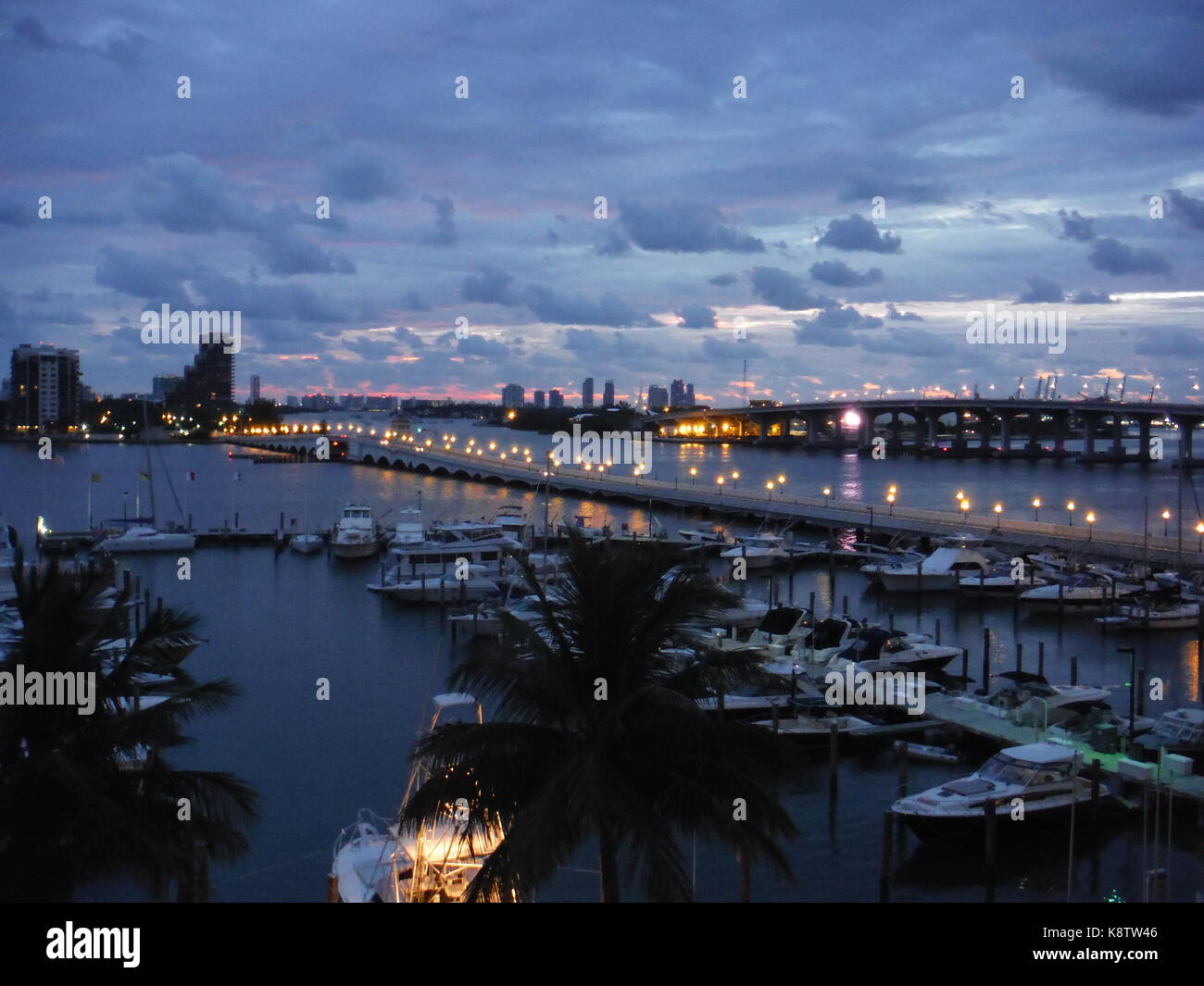 Tramonto su Biscayne, Miami Foto Stock