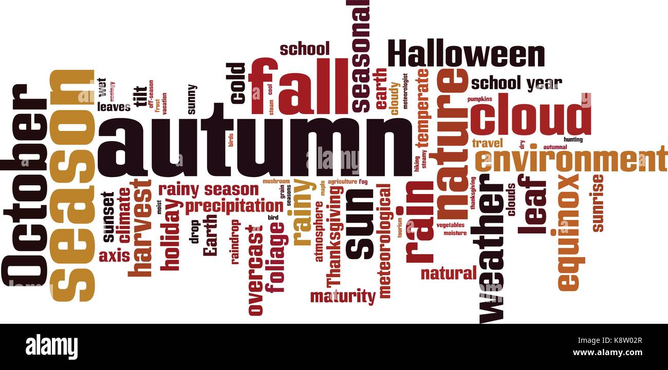 Autunno parola concetto cloud. illustrazione vettoriale Illustrazione Vettoriale