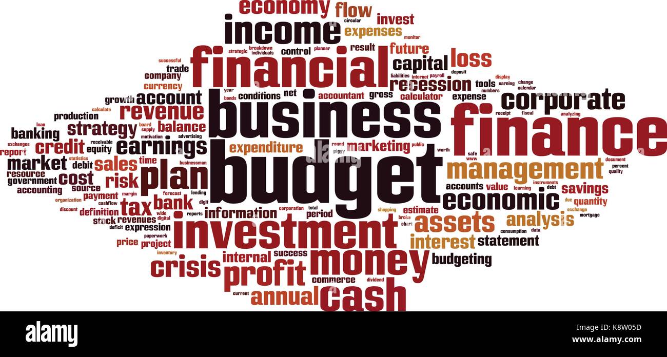 Parola di bilancio il concetto di cloud. illustrazione vettoriale Illustrazione Vettoriale