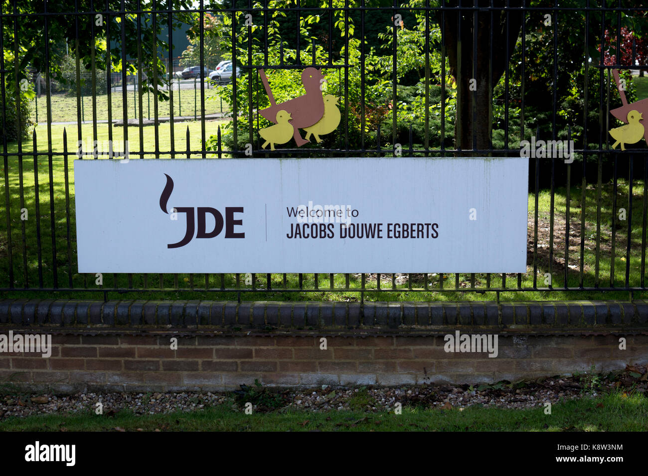 Jacobs Douwe Egberts cibo segno di fabbrica, Banbury, Oxfordshire, England, Regno Unito Foto Stock